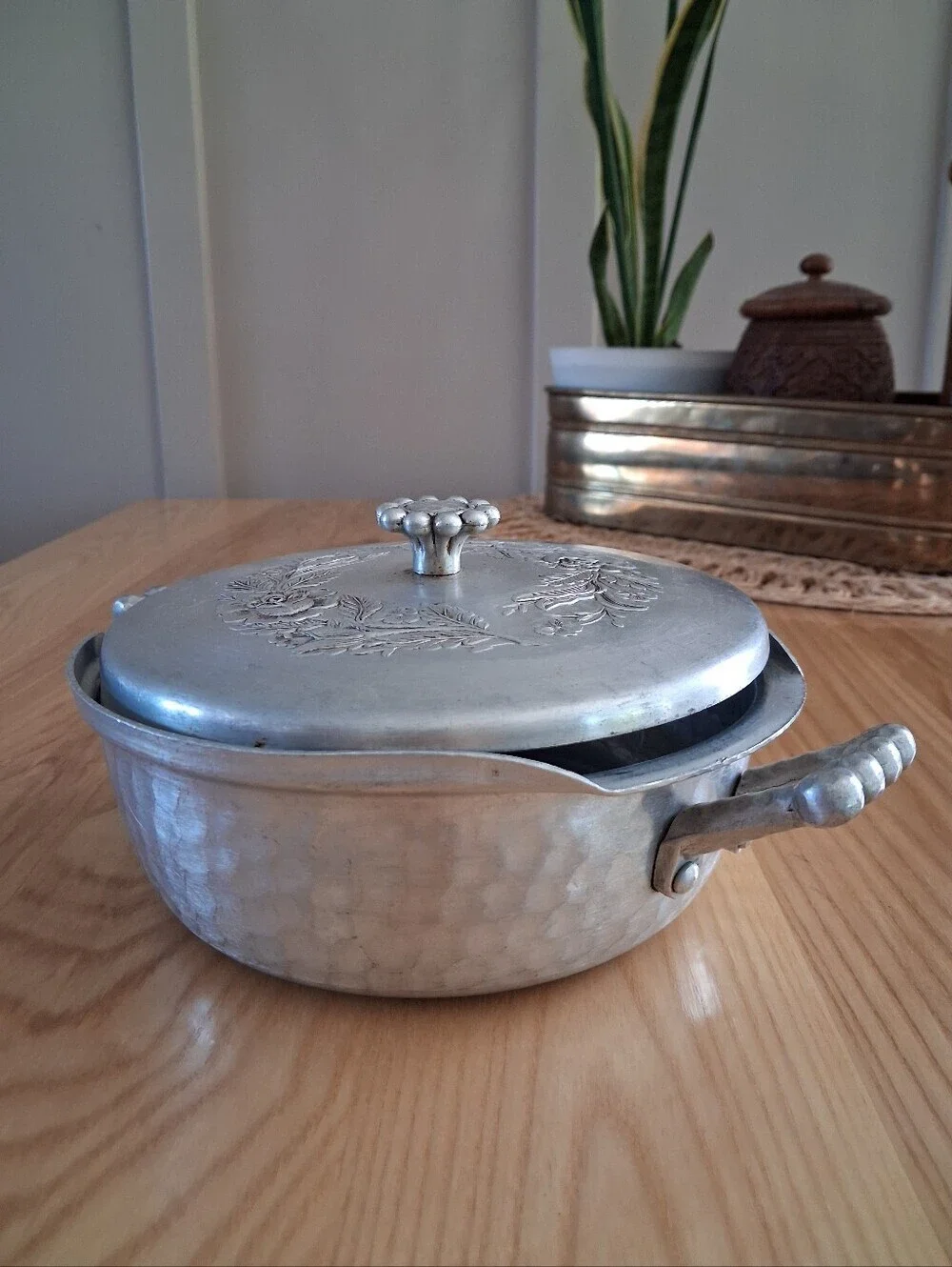 Vintage Everlast Hand Forged Aluminum Casserole Dish Mid Century